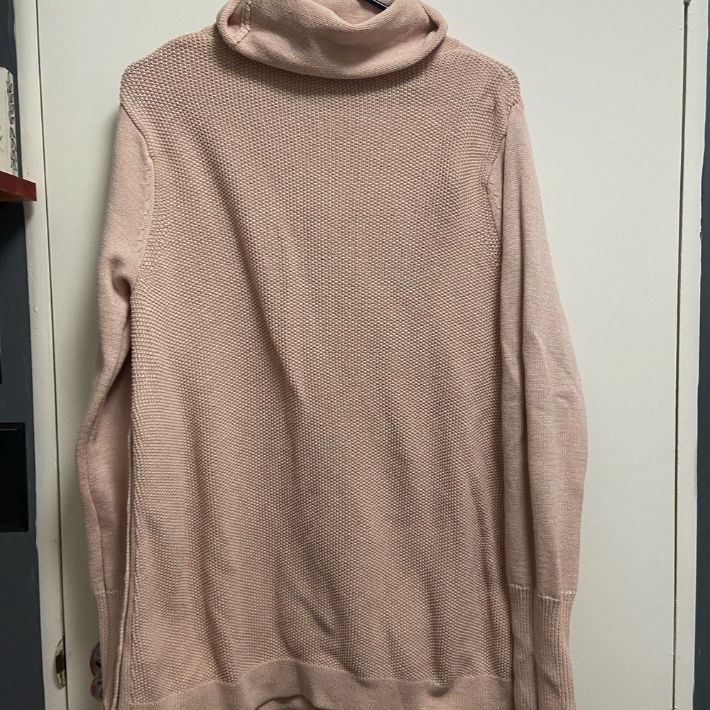 Sigrid Olsen Large  pale pink pullover w thumb holes cowlneck women’s $220 - Picture 2 of 8